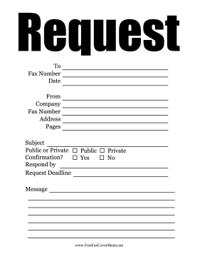 Request Fax Cover Sheet