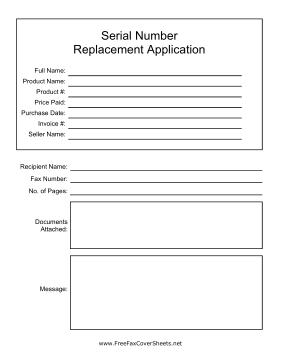 Serial Fax Cover Sheet