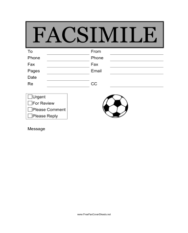 Soccer Fax Cover Sheet