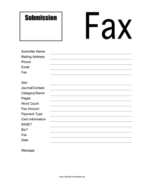 Submission Fax Cover Sheet