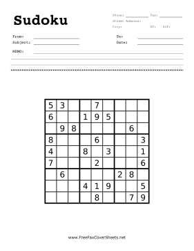 Sudoku Fax Cover Sheet