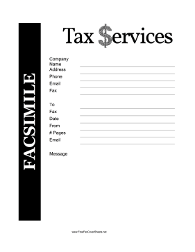 Tax Services Fax Cover Sheet