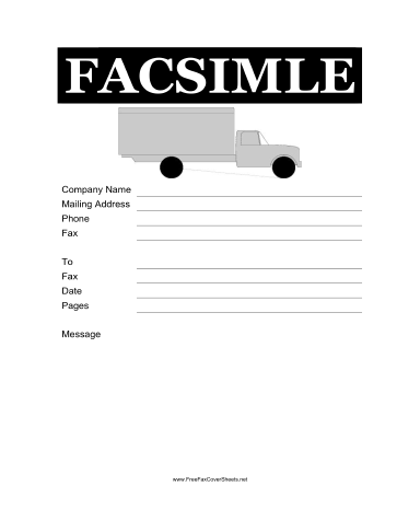 Truck Fax Cover Sheet