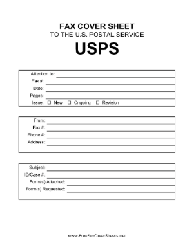US Postal Service Cover Sheet Fax Cover Sheet
