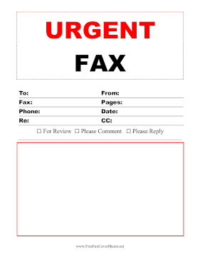 Urgent Fax Large Print Fax Cover Sheet