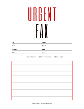 Urgent Fax Lined Fax Cover Sheet