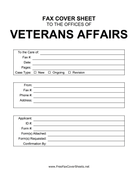 Veterans Affairs Fax Cover Sheet