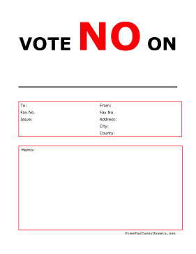 Vote No Color Fax Cover Sheet