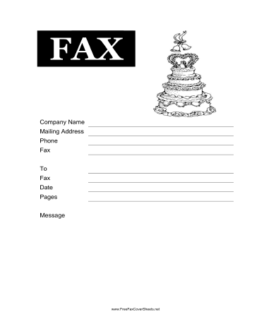 Wedding Cake Fax Cover Sheet