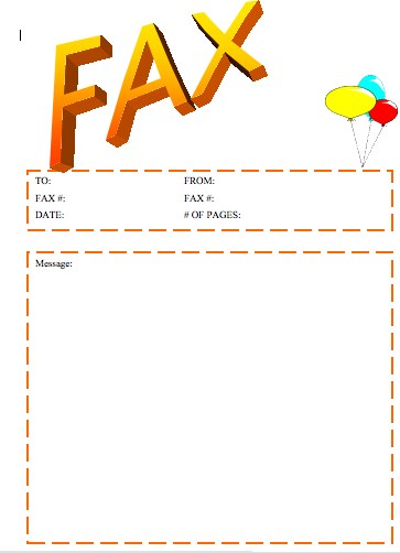 Balloons Fax Cover Sheet