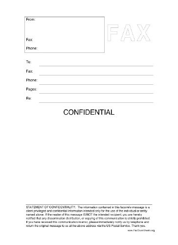 Confidential Fax Cover Sheet