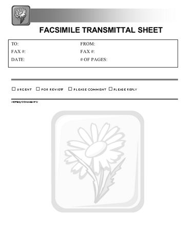 Flower Fax Cover Sheet