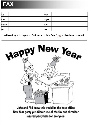 New Year's Fax Cover Sheet