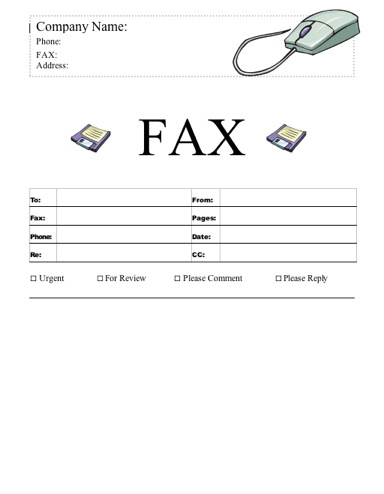 Mouse and Floppy Disks Fax Cover Sheet