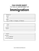 US Immigration Cover Sheet